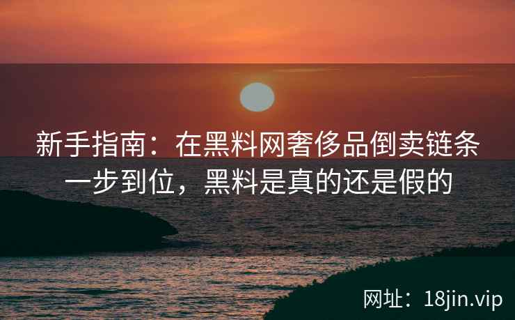 新手指南：在黑料网奢侈品倒卖链条一步到位，黑料是真的还是假的