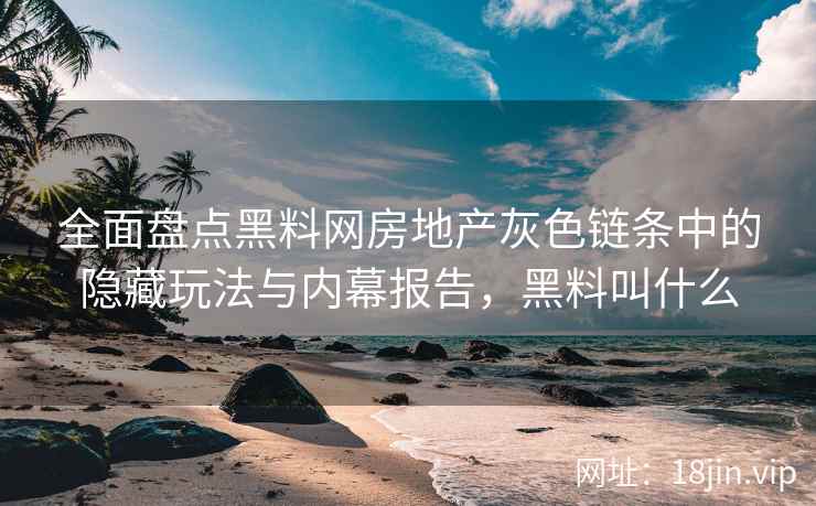 全面盘点黑料网房地产灰色链条中的隐藏玩法与内幕报告，黑料叫什么