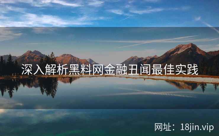 深入解析黑料网金融丑闻最佳实践